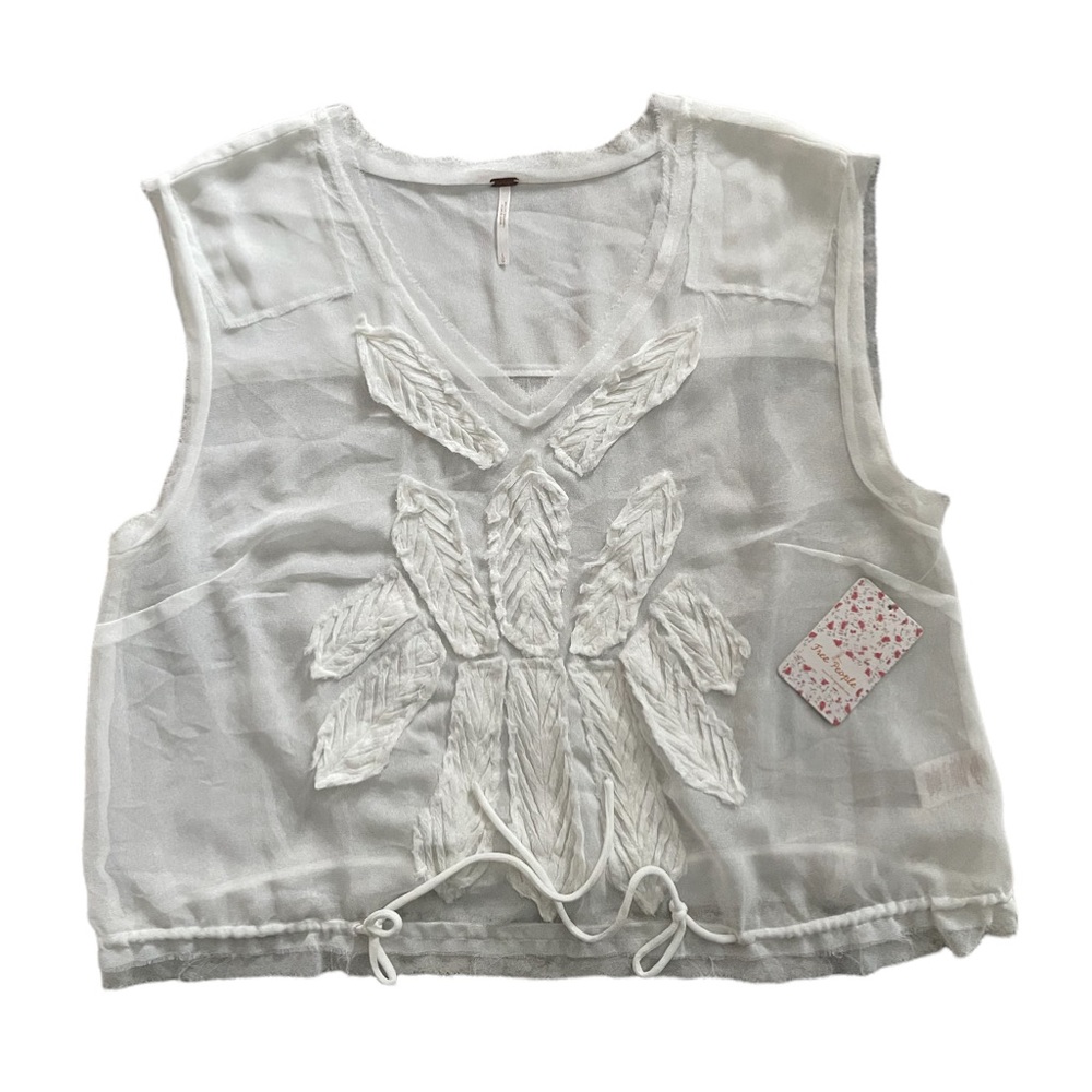 Free People Pennies Story Teller Tee Mixed-Lace Top - Picture 3 of 8